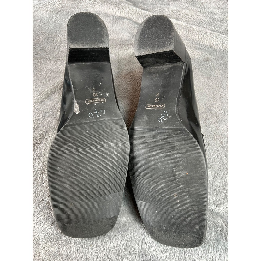 Coach Patent Leather Penny Loafers Womens 10 Black Square Toe Heeled - Picture 7 of 8